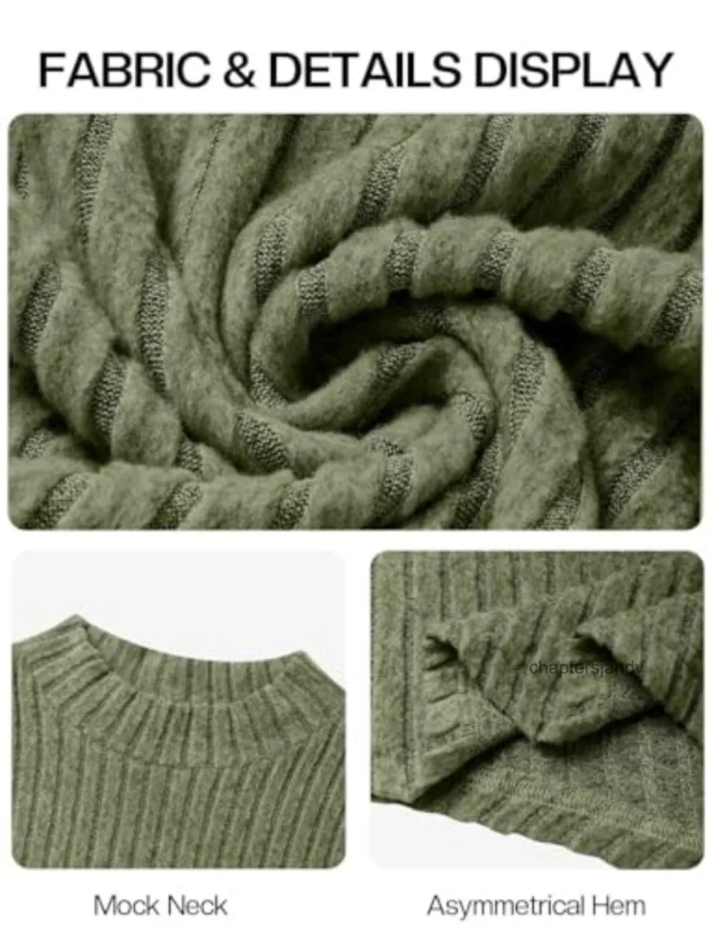 Mock Turtleneck Tunic Sweater Long Sleeve Ribbed Knit Top